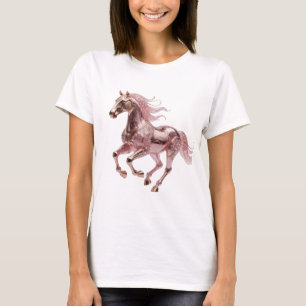 Mooie Gouden ROZE GLINSTERENDE PAARD Modern Design T-shirt