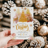 Mooie gouden roze kerstfeestrondjes kaart