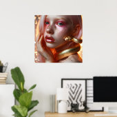 Mooie gouden slang met meisje poster (Thuiskantoor)