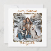 Mooie gouden sneeuwvlokken familiefoto Kerstmis Feestdagenkaart (Voorkant)