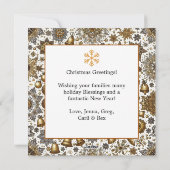 Mooie gouden sneeuwvlokken familiefoto Kerstmis Feestdagenkaart (Achterkant)