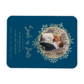 Mooie gouden sneeuwvlokken krans foto Lijst bruilo Magneet (Horizontaal)