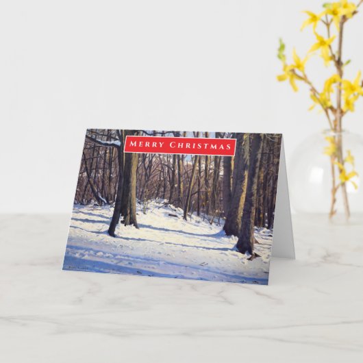 Mooie Gouden Uur Sneeuw Kerstmis Kaart (Gele Bloem)