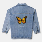 Mooie Gouden Vlinder Denim Jas Jacket (Achterkant)