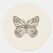 Mooie Gouden Vlinder Ronde Sticker (Voorkant)