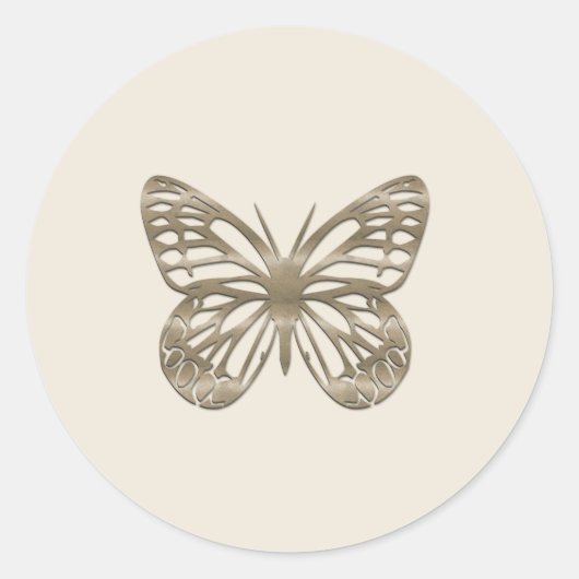 Mooie Gouden Vlinder Ronde Sticker (Voorkant)