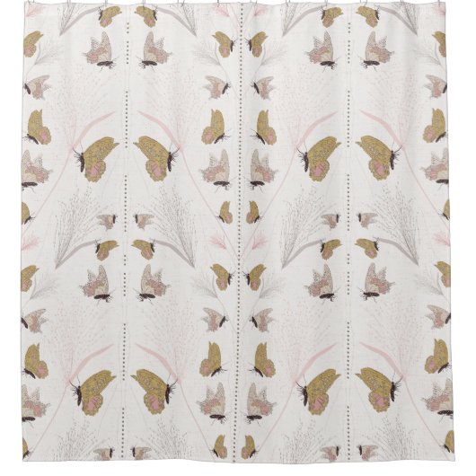 Mooie gouden vlinders douchegordijn (Voorkant)