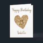 Mooie Gouden Waterverf Hart 13e Verjaardag Kaart<br><div class="desc">Beautiful Gold Watercolor Heart 13th Birthday, a cute birthday design made for any granddaughter. If you're looking for some pretty granddaughter birthday cards, Houd birthday cards or thirteenth birthday cards, this one is for you. The design features heeft een gulden heart, something attractive and beautiful, so, don't hesitate to personalize...</div>