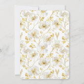 Mooie Gouden Witte Bloemen Bruiloft Kaart (Achterkant)