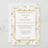Mooie Gouden Witte Bloemen Bruiloft Kaart (Voorkant)