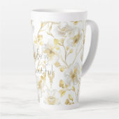 Mooie Gouden Witte Bloemen Latte Mok (Rechterhoek)