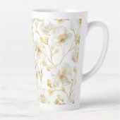 Mooie Gouden Witte Bloemen Latte Mok (Rechts)