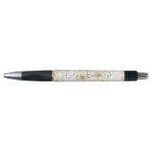 Mooie Gouden Witte Bloemen Pen (Voorkant)