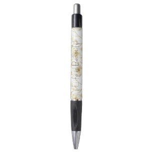 Mooie Gouden Witte Bloemen Pen