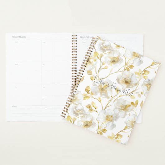 Mooie Gouden Witte Bloemen Planner (Display)