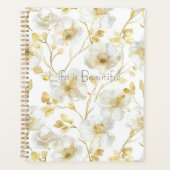Mooie Gouden Witte Bloemen Planner (Voorkant)