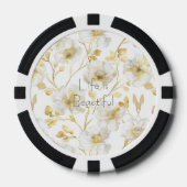 Mooie Gouden Witte Bloemen Poker Chips (Voorkant)