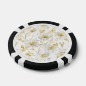 Mooie Gouden Witte Bloemen Poker Chips (Enkel)