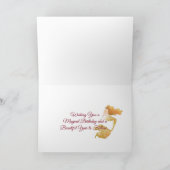 Mooie gouden zeemeermin met rode hart verjaardag kaart (Binnen)