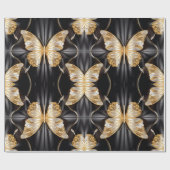 Mooie gouden & zilveren vlinders cadeaupapier (Vlak)