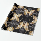Mooie gouden & zilveren vlinders cadeaupapier (Uitgerold)