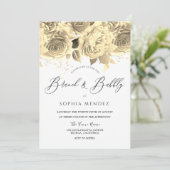Mooie goudflorale Vrijgezellenfeest Brunch Bubble Kaart (Staand voorkant)