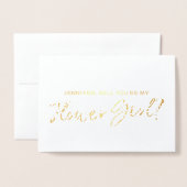 Mooie goudfolie zul je mijn Bloemenmeisje zijn Folie Kaarten (Voorkant met envelop)