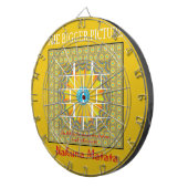 Mooie goudgele geweldige grafische vormgeving dartbord (Voorkant Rechts)
