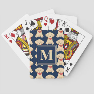 Mooie Goudkleurige Retriever Puppy's Navyblauw Mon Pokerkaarten