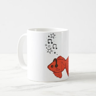 Mooie goudvismokkop met koptelefoon koffiemok