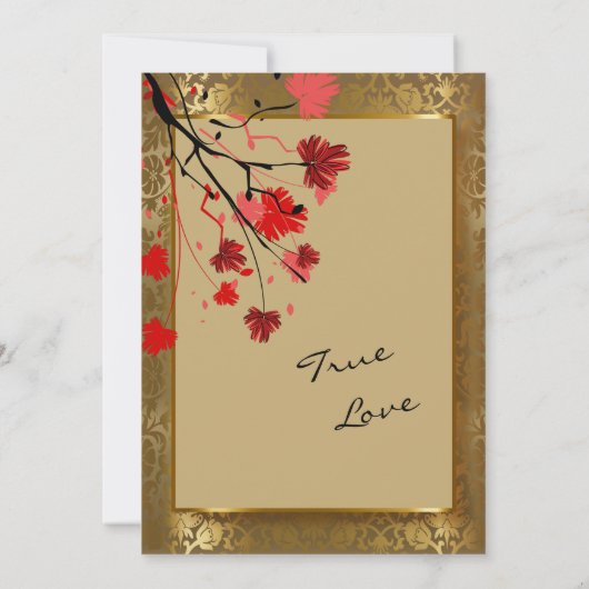 Mooie  goudvraag en kunstdecobruiloft kaart (Achterkant)