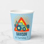 Mooie graafmachine blauwe jongens verjaardag 3 jaa papieren bekers (Voorkant)