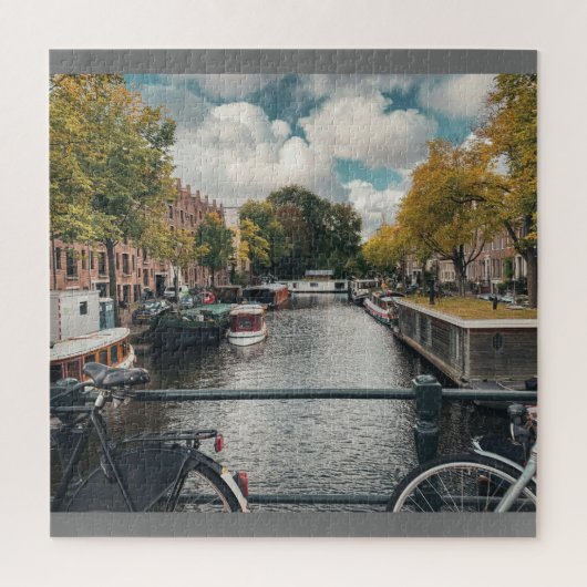mooie gracht onder bewolkte hemel legpuzzel (Verticaal)