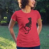 Mooie gracieuze kwaadaardige zwarte kat t-shirt