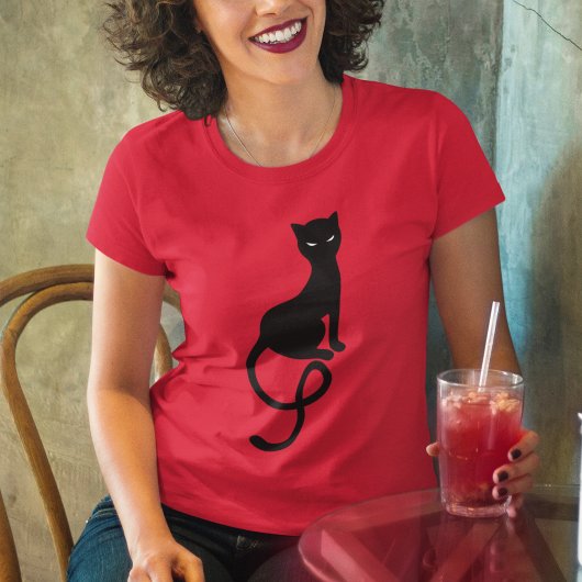Mooie gracieuze kwaadaardige zwarte kat t-shirt
