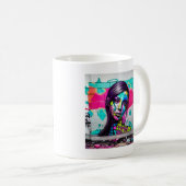 Mooie Graffiti Art Vrouw op Koffiemok (Voorkant rechts)