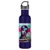 Mooie Graffiti Art Vrouw op Waterfles (Voorkant)