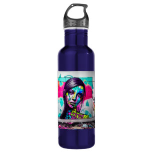Mooie Graffiti Art Vrouw op Waterfles