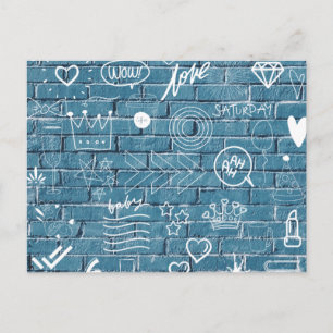 Mooie graffiti-kunst op wandgroene kalligrafie briefkaart
