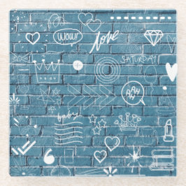 Mooie graffiti-kunst op wandgroene kalligrafie glazen onderzetter