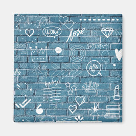 Mooie graffiti-kunst op wandgroene kalligrafie magneet