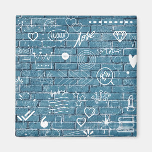 Mooie graffiti-kunst op wandgroene kalligrafie magneet