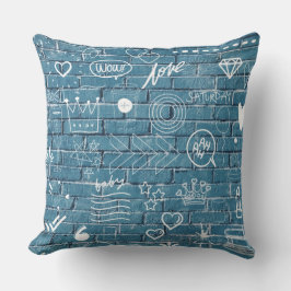 Mooie graffiti op Wall-groene kalligrafie Kussen