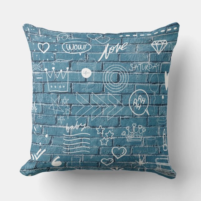 Mooie graffiti op Wall-groene kalligrafie Kussen (Voorkant)