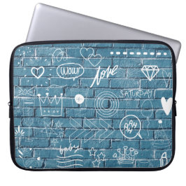 Mooie graffiti op Wall-groene kalligrafie Laptop Sleeve