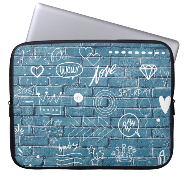 Mooie graffiti op Wall-groene kalligrafie Laptop Sleeve (Voorkant)