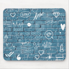 Mooie graffiti op Wall-groene kalligrafie Muismat