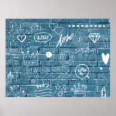 Mooie graffiti op Wall-groene kalligrafie Poster (Voorkant)