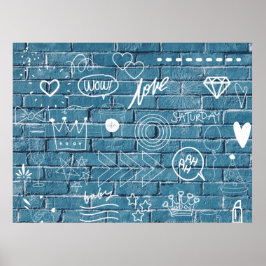 Mooie graffiti op Wall-groene kalligrafie Poster