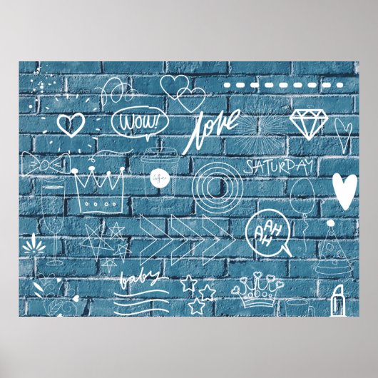 Mooie graffiti op Wall-groene kalligrafie Poster (Voorkant)